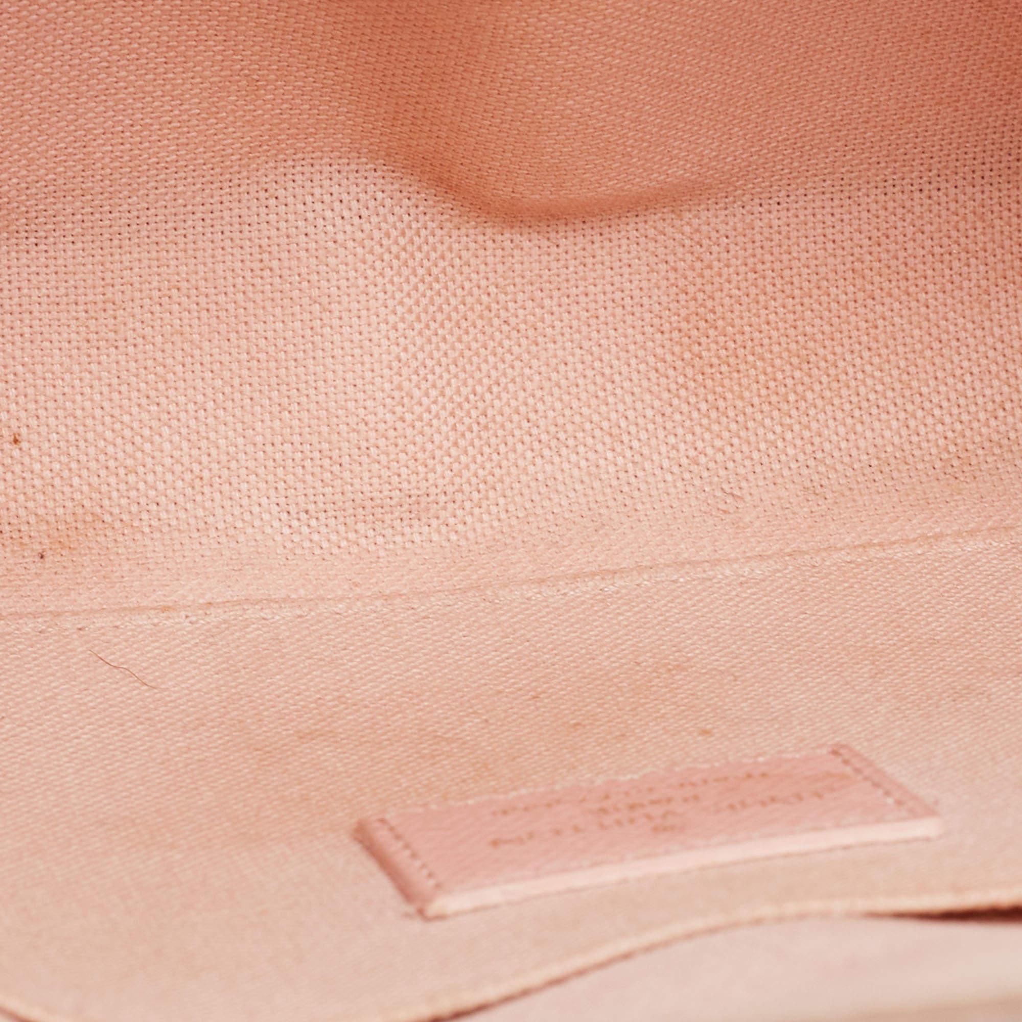 Louis Vuitton Pink Leather And Damier Azur Canvas Felicie Pochette 14
