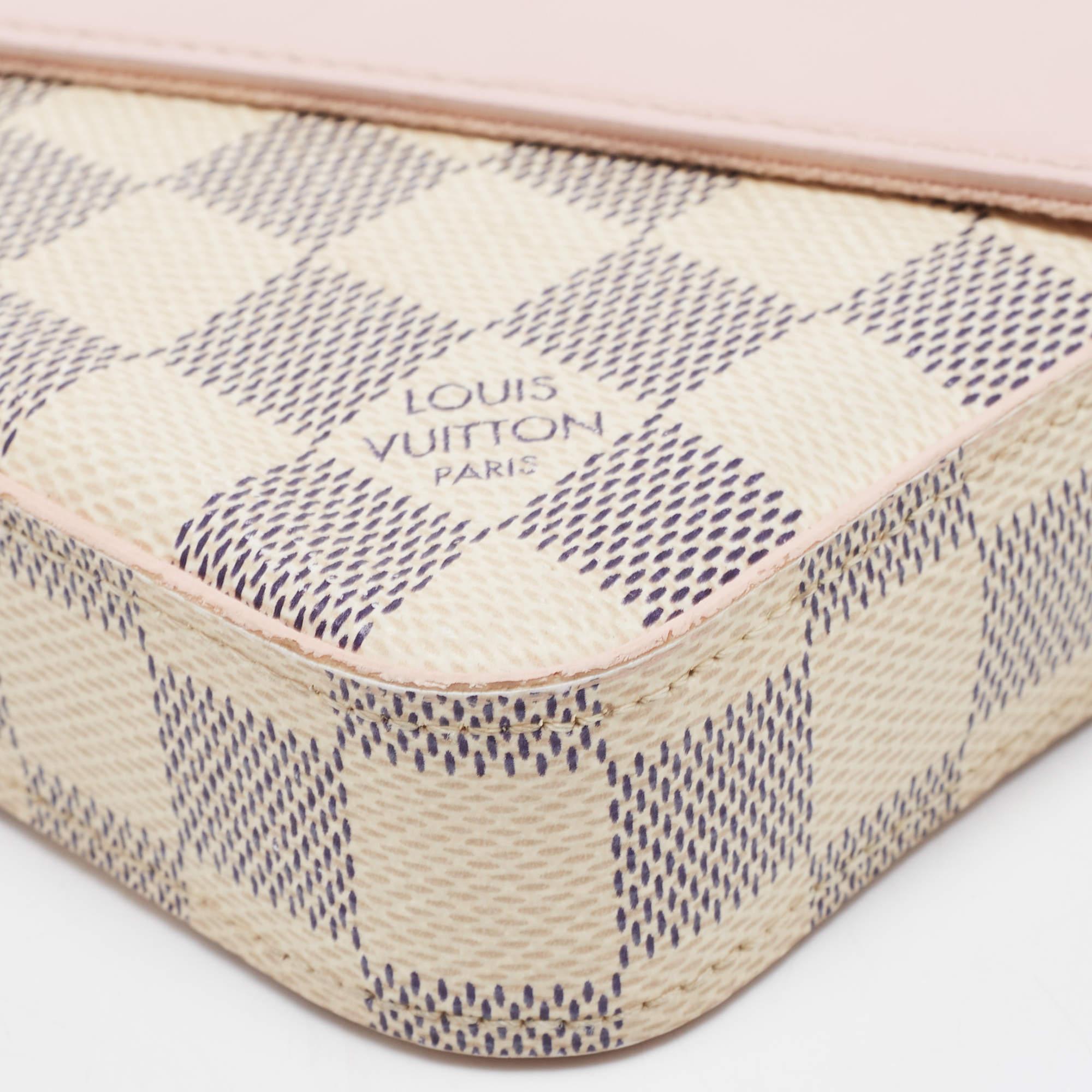 Louis Vuitton Pink Leather And Damier Azur Canvas Felicie Pochette 15