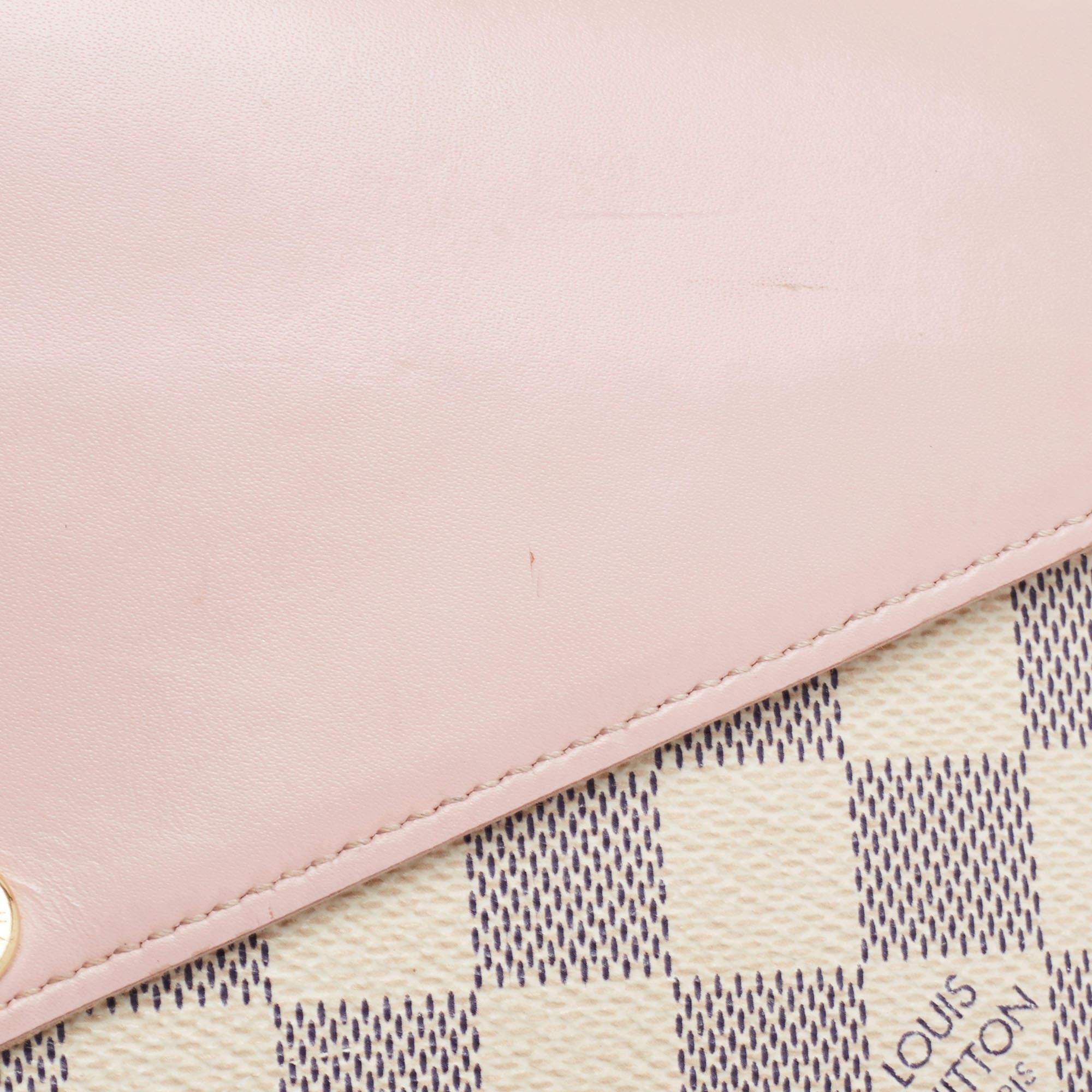 Louis Vuitton Pink Leather And Damier Azur Canvas Felicie Pochette 2