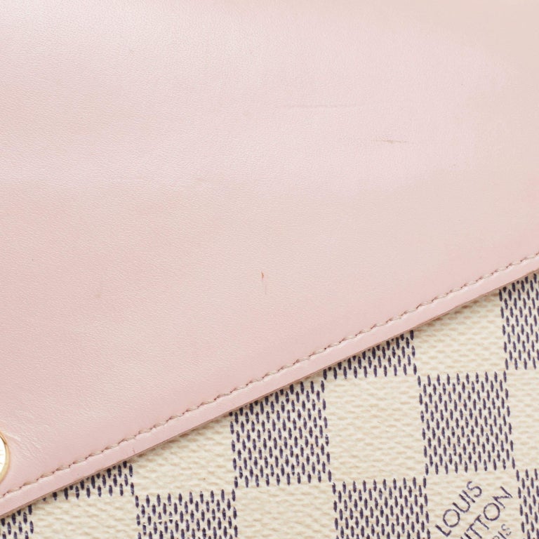 LOUIS VUITTON Pink Leather And Damier Azur Canvas Felicie