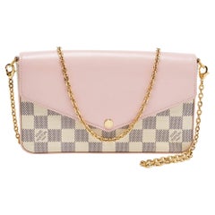Louis Vuitton Pochette Felicie in pelle rosa e tela Damier Azur