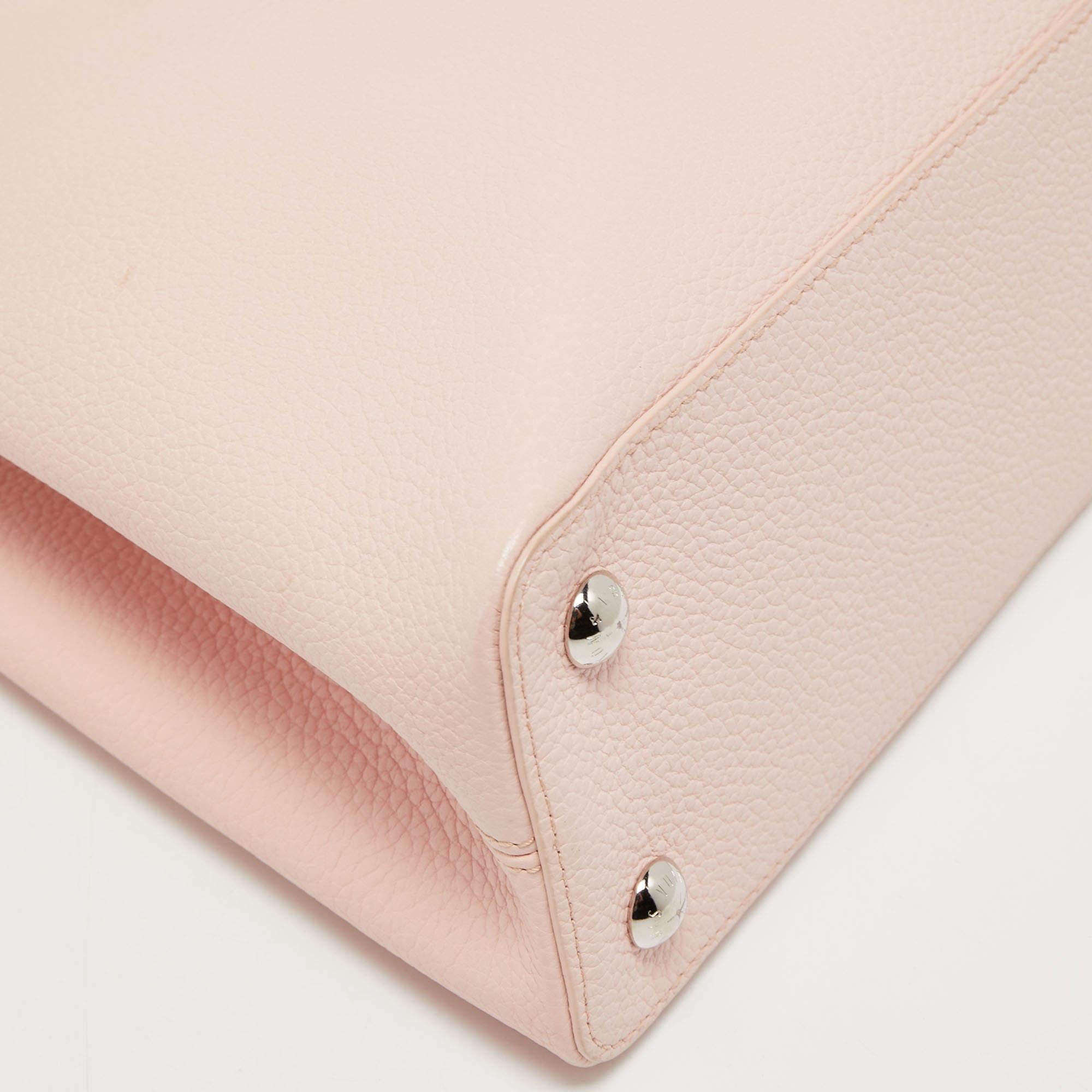 Louis Vuitton Pink Leather Braided Handle Capucines MM Bag 7