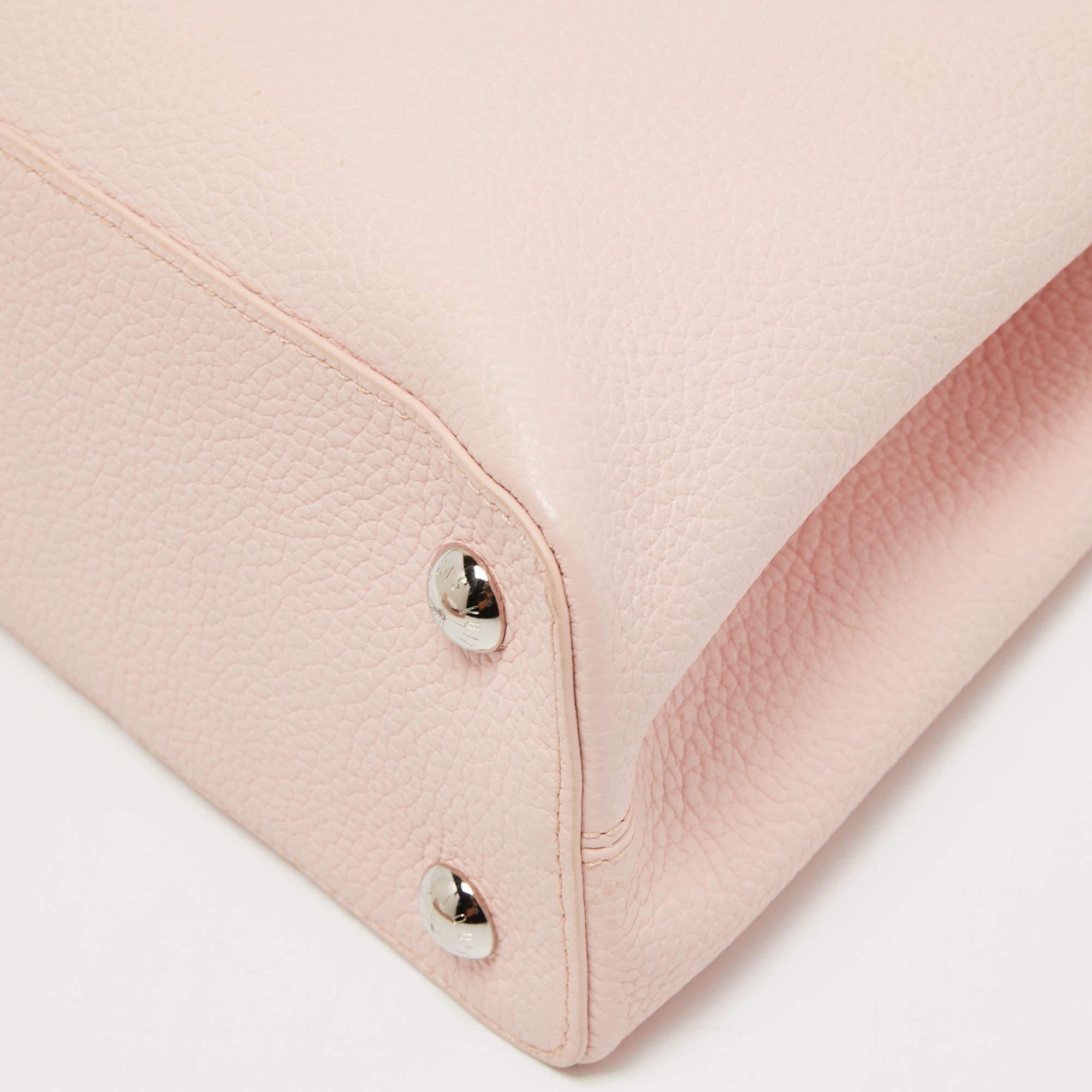 Louis Vuitton Pink Leather Braided Handle Capucines MM Bag 8