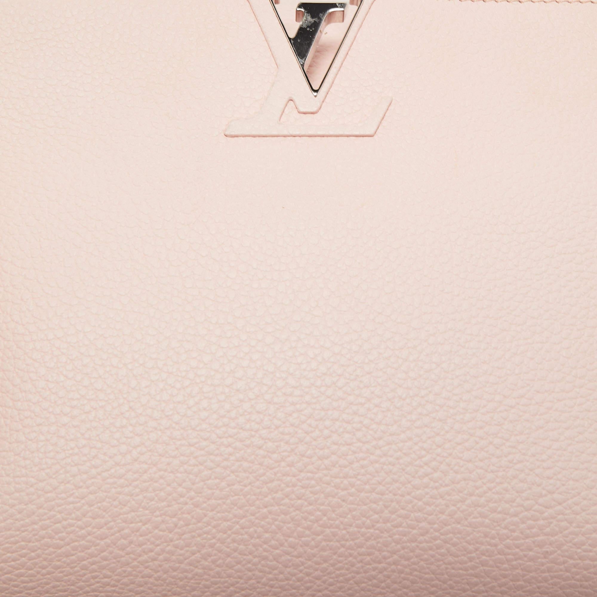 Louis Vuitton Pink Leather Braided Handle Capucines MM Bag 9