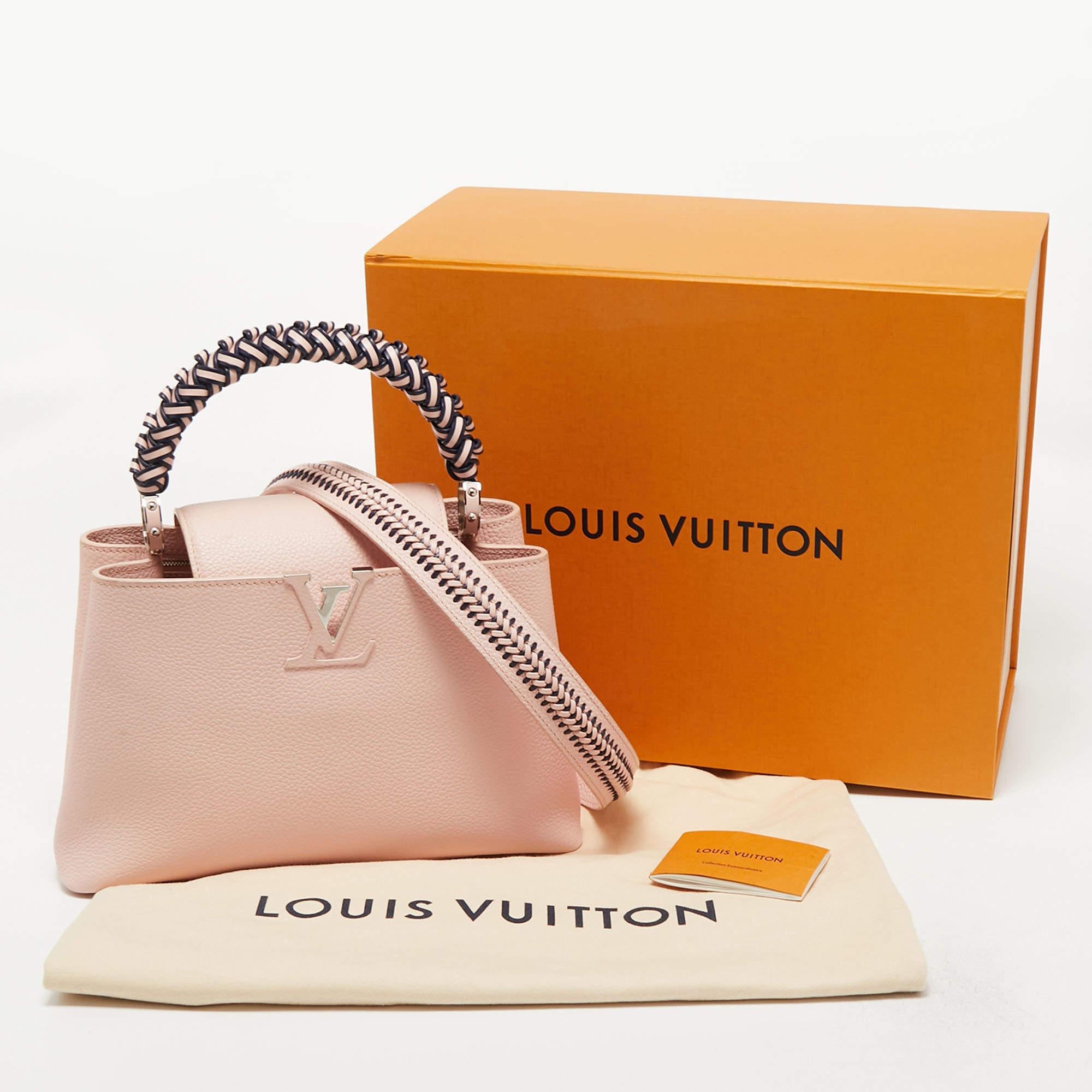 Louis Vuitton Pink Leather Braided Handle Capucines MM Bag 14