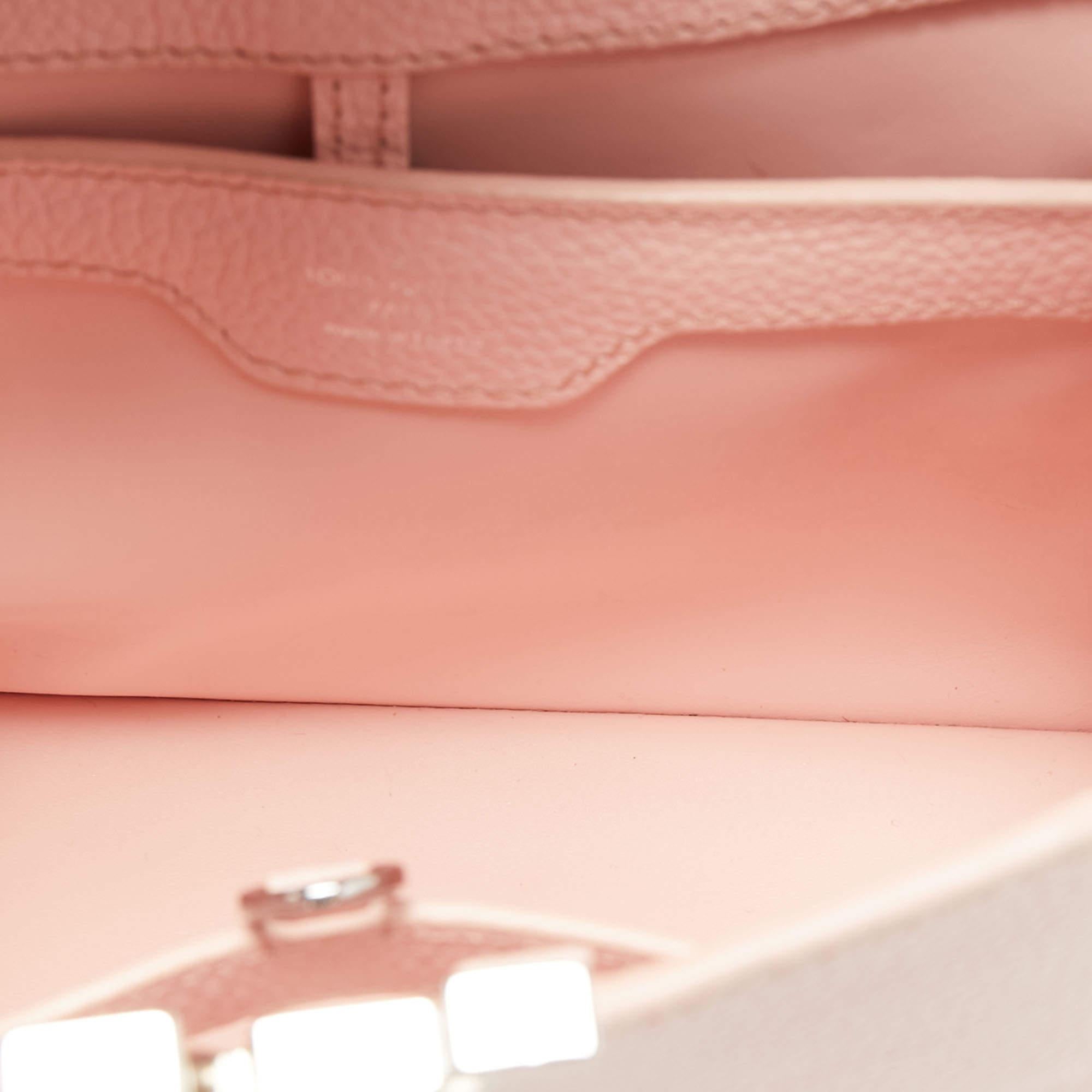 Louis Vuitton Pink Leather Braided Handle Capucines MM Bag 1