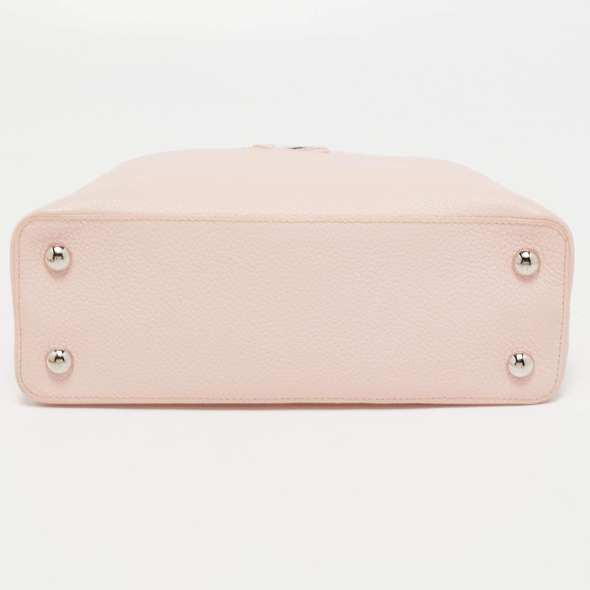 Louis Vuitton Pink Leather Braided Handle Capucines MM Bag 2