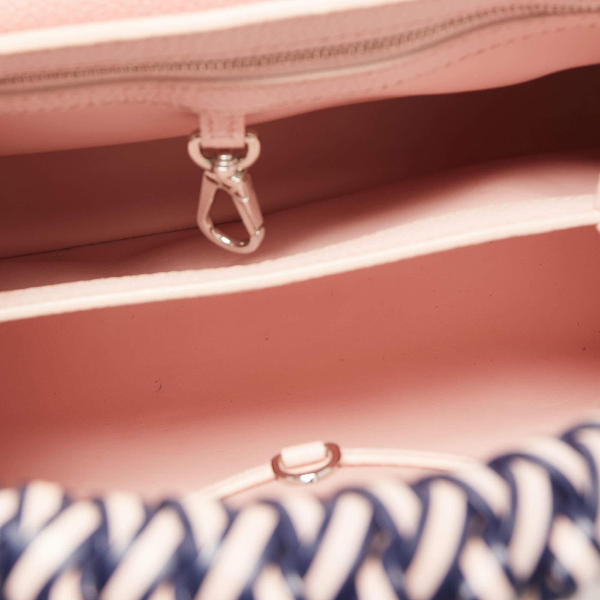 Louis Vuitton Pink Leather Braided Handle Capucines MM Bag 5