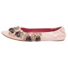 Louis Vuitton Pink Leather Embellished Ballet Flats Size 39.5