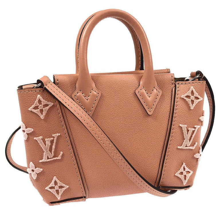 Louis Vuitton Pink Leather Monogram Fabric Small Mini Top Handle ...