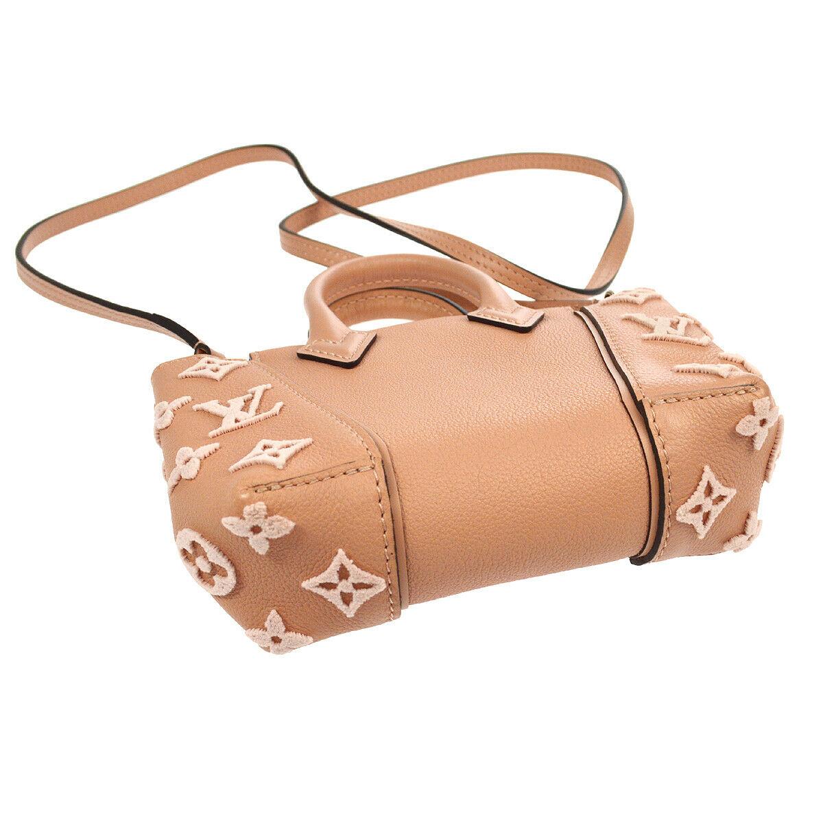 Orange Louis Vuitton Pink Leather Monogram Fabric Small Mini Top Handle Shoulder Bag