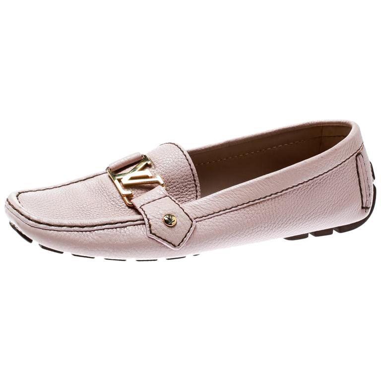 Louis Vuitton Pink Leather Monte Carlo Slip On Loafers Size 39 For Sale at 1stdibs