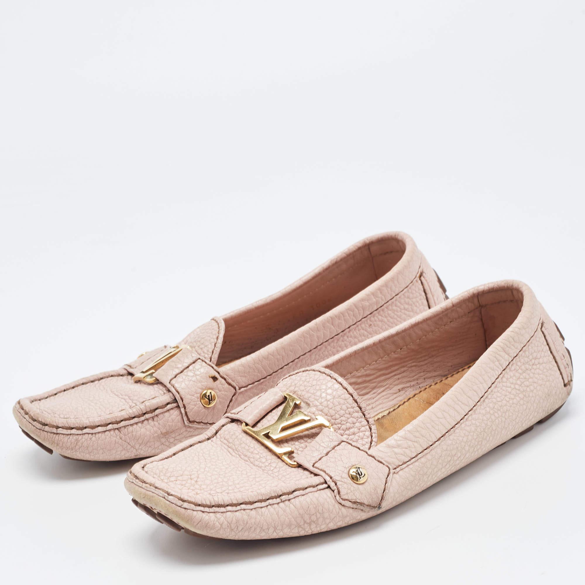 Louis Vuitton Pink Leather Oxford Loafers Size 38 For Sale 4