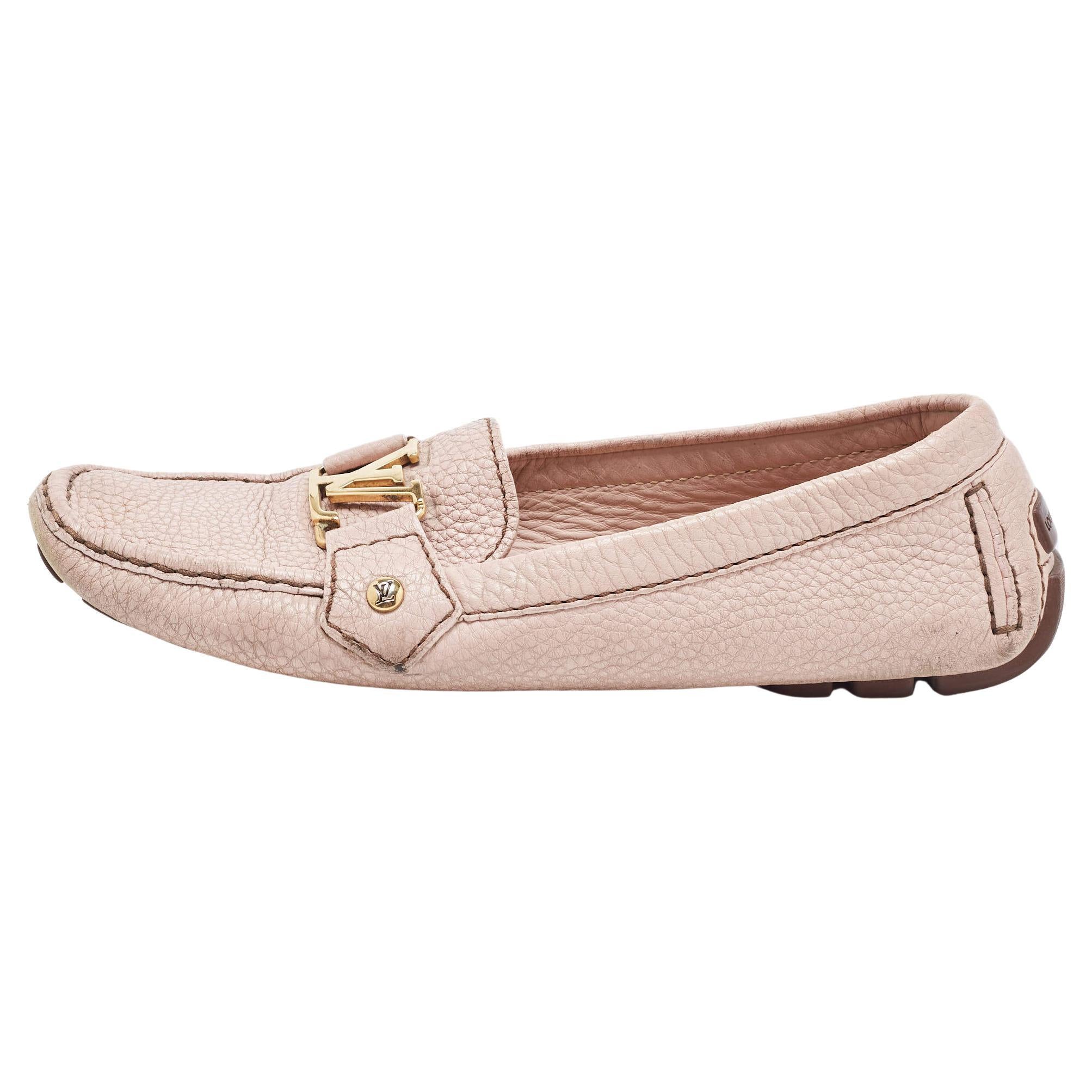 Louis Vuitton Pink Leather Oxford Loafers Size 38 For Sale