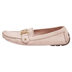 Used Louis Vuitton Pink Leather Oxford Loafers Size 38
