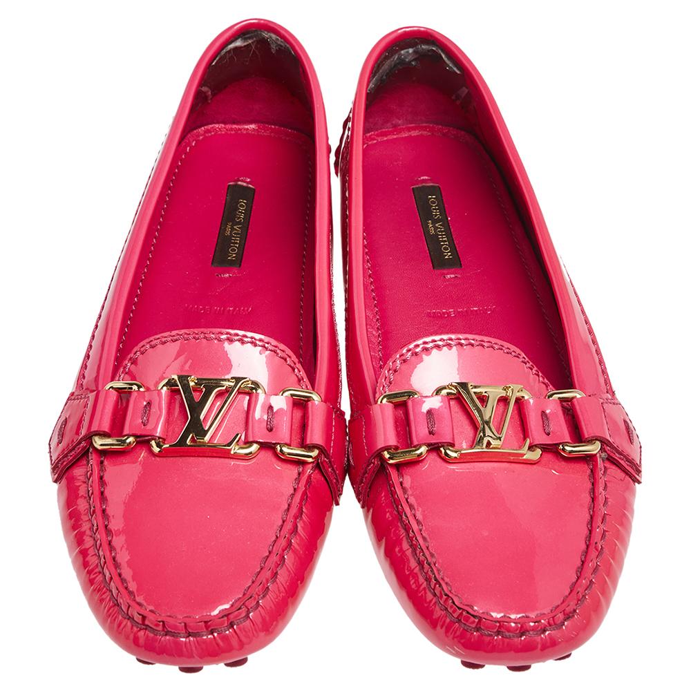 Women's Louis Vuitton Pink Leather Oxford Slip On Loafers 38