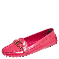 Louis Vuitton Pink Leather Oxford Slip On Loafers 38