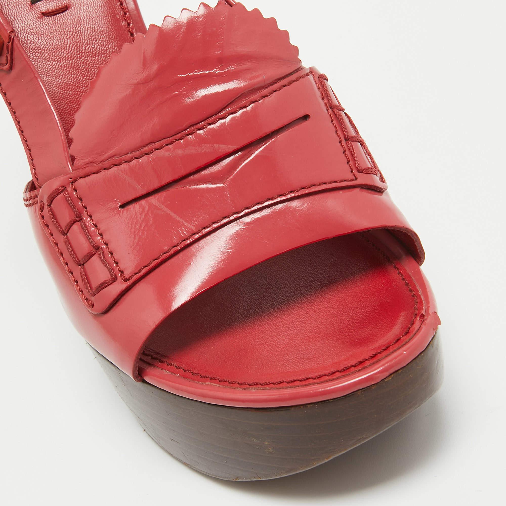 Women's Louis Vuitton Pink Leather Platform Wedge Slingback Sandals Size 39