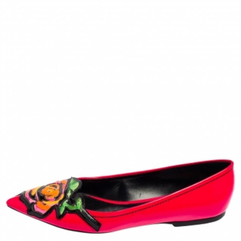 De las mujeres Louis Vuitton rosa de cuero Stephen Sprouse Rose puntiagudo dedo del pie Bombas planas Tamaño 37 en venta
