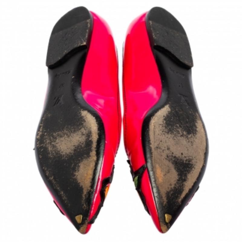 Louis Vuitton rosa de cuero Stephen Sprouse Rose puntiagudo dedo del pie Bombas planas Tamaño 37 en venta 2