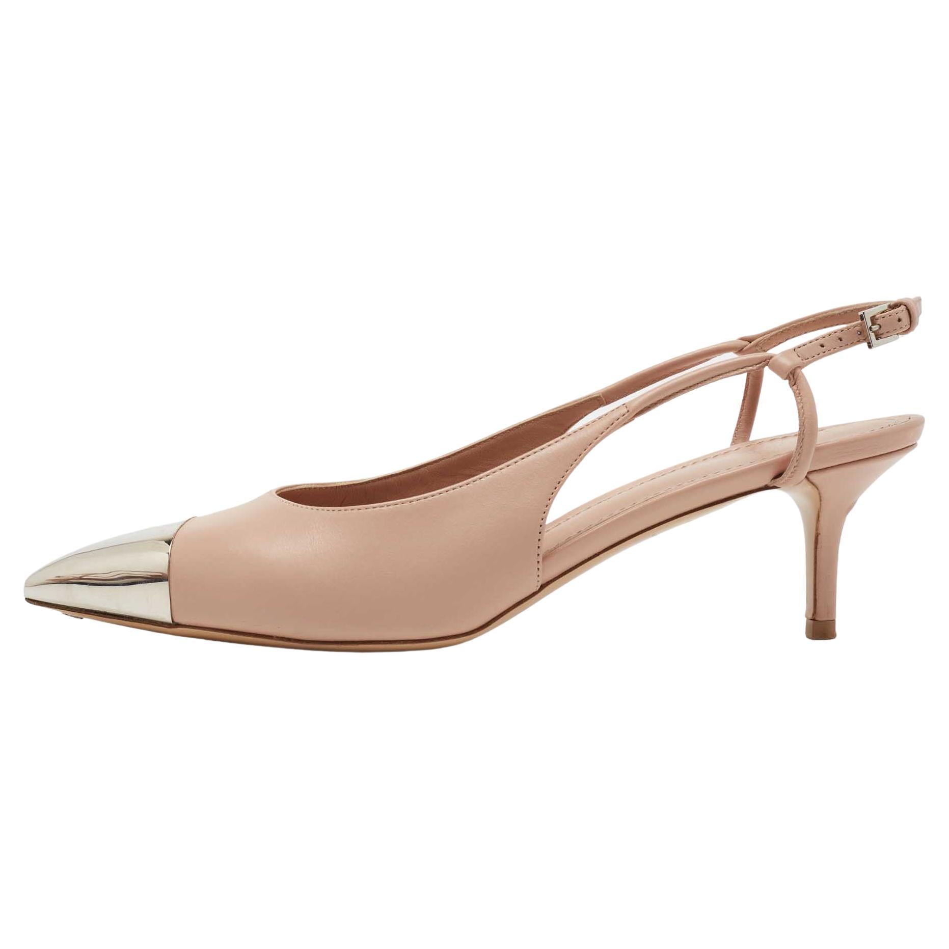 Louis Vuitton Nude Pink Merry Go Round Metal Cap Pointed-Toe Pumps Size  38.5 at 1stDibs