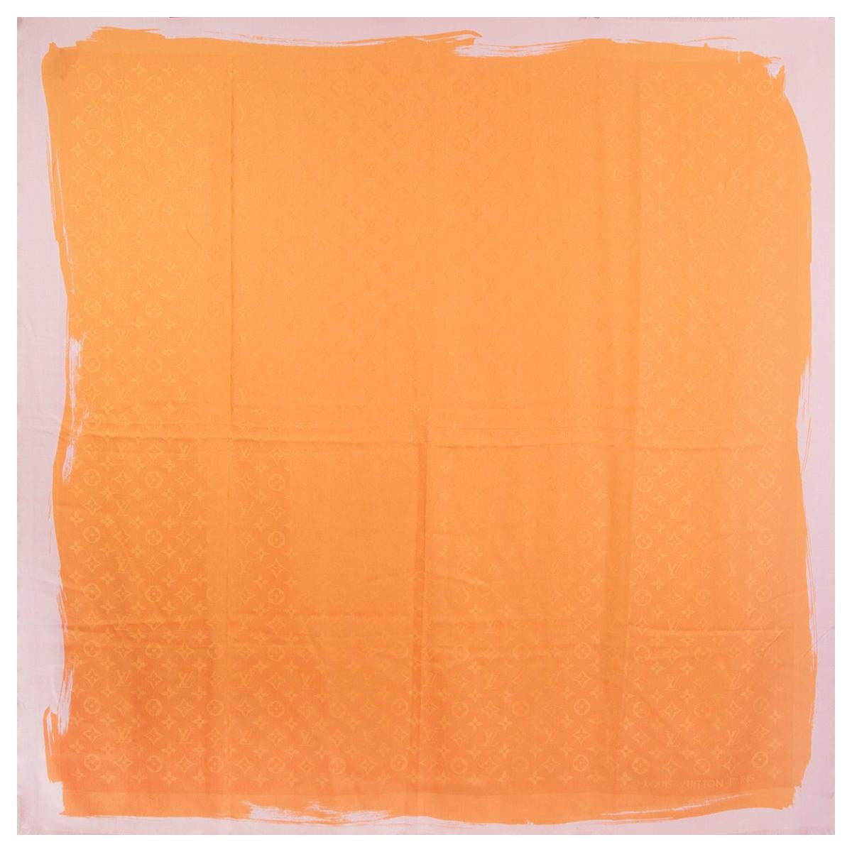 LOUIS VUITTON pink 
lilac MONOGRAM silk 
wool Scarf Shawl