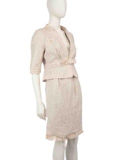 Louis Vuitton Pink Metallic Jacket & Skirt Set Size L