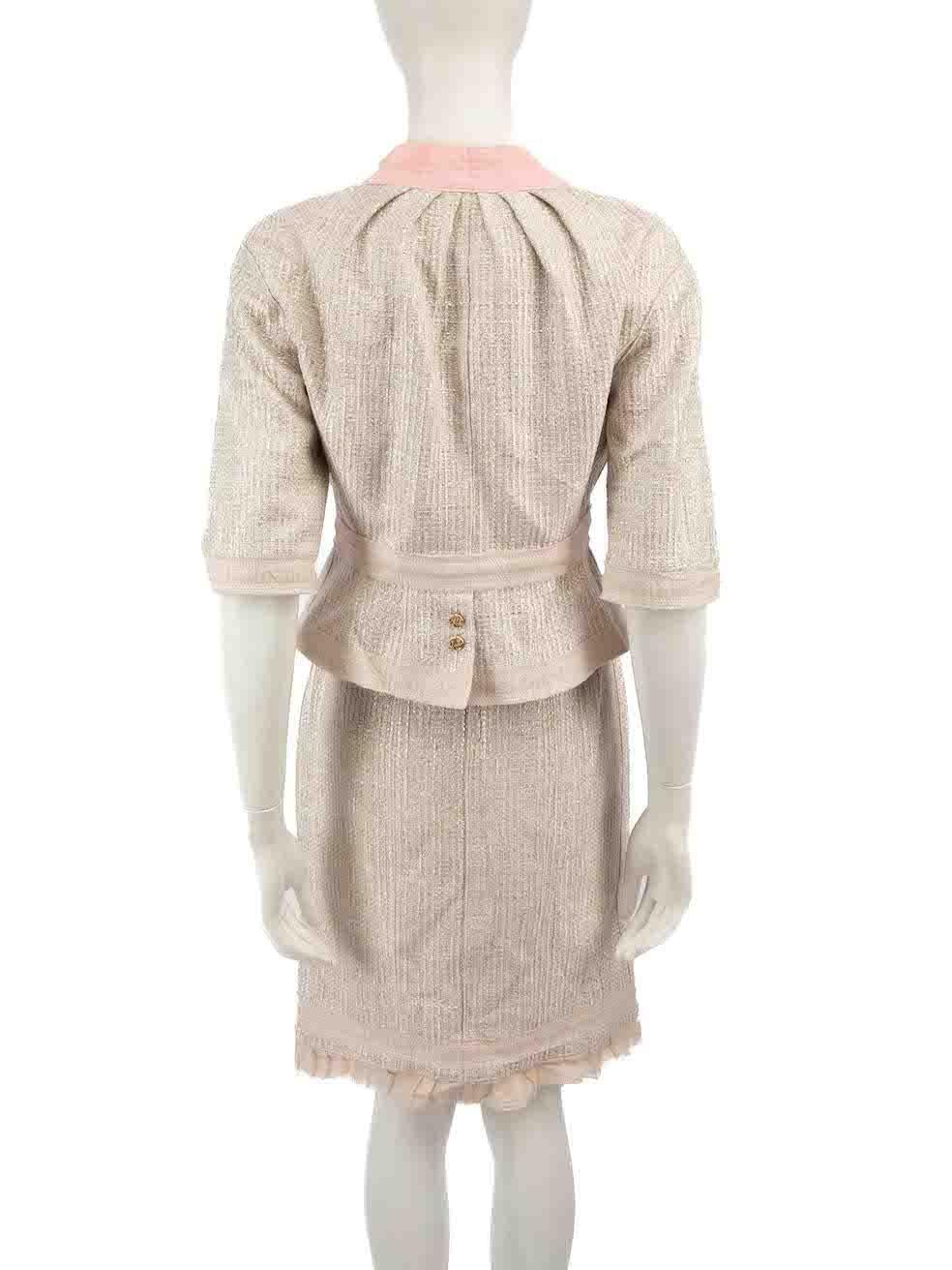 Louis Vuitton Pink Metallic Jacket & Skirt Set Size L In Good Condition For Sale In London, GB
