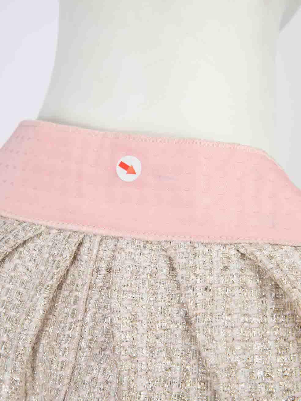 Louis Vuitton Pink Metallic Jacket & Skirt Set Size L For Sale 3