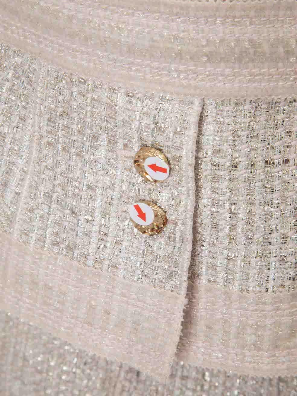 Louis Vuitton Pink Metallic Jacket & Skirt Set Size L For Sale 4