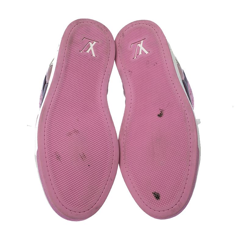 Louis Vuitton Pink Metallic/White Monogram Leather Sydney High Top Sneakers Size 2