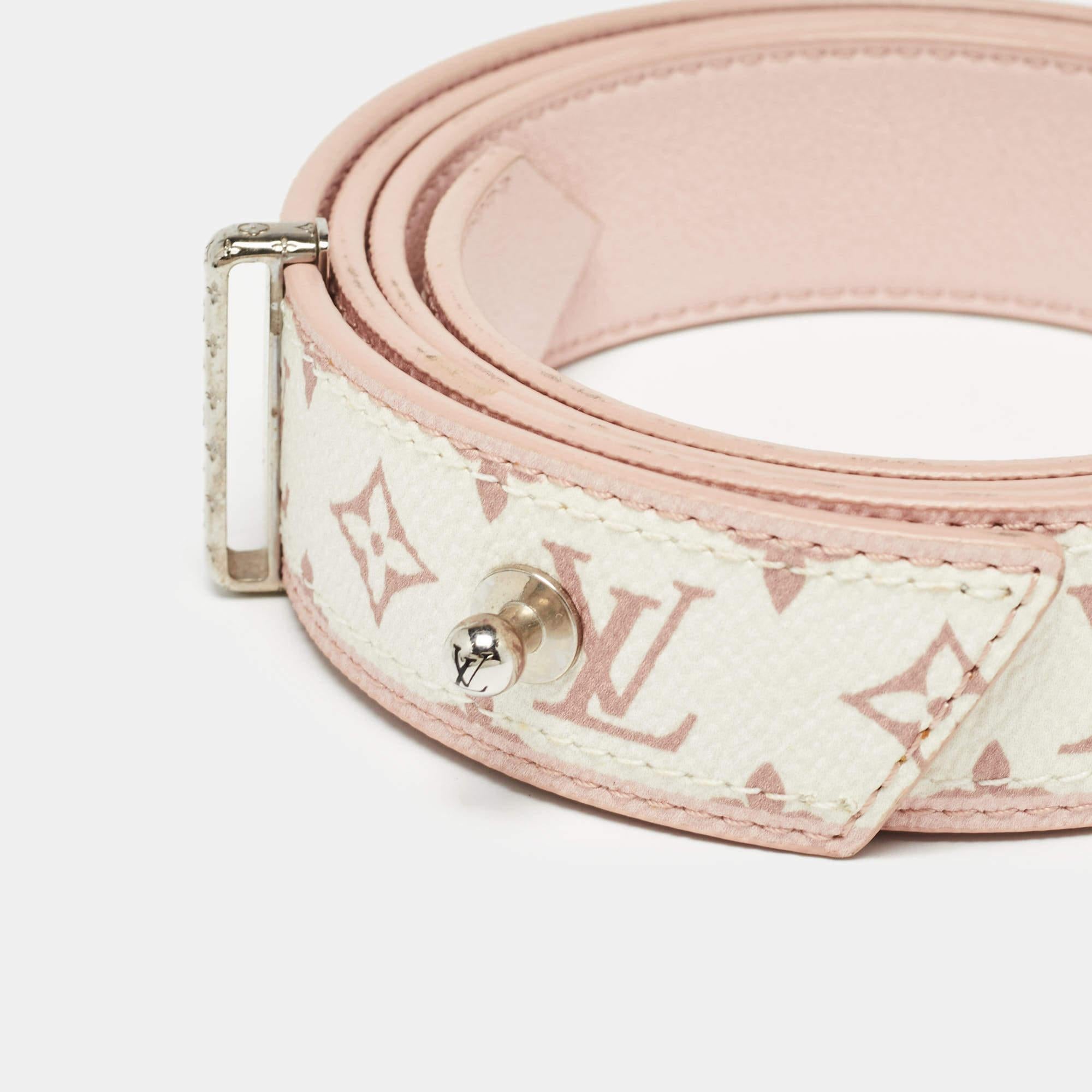 Beige Louis Vuitton Pink Monogram Canvas Belt 90 CM