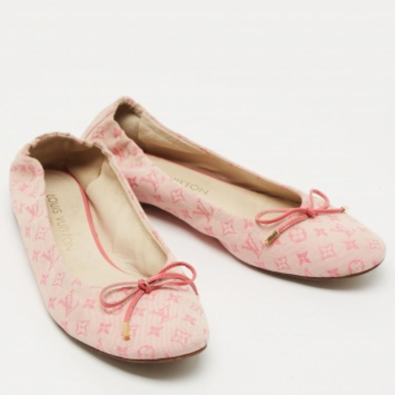 De las mujeres Louis Vuitton Lienzo Monograma Rosa Mini Lin Bailarinas Talla 36.5 en venta