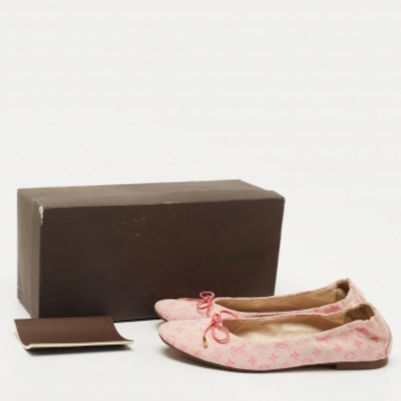 Louis Vuitton Lienzo Monograma Rosa Mini Lin Bailarinas Talla 36.5 en venta 1