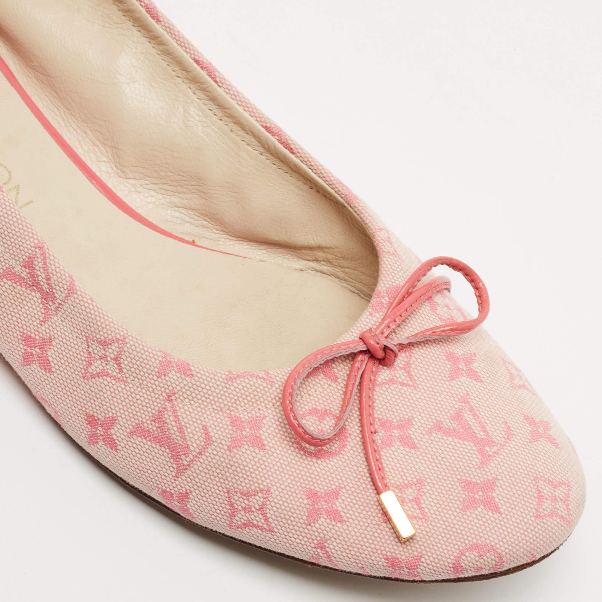 Louis Vuitton Pink Monogram Canvas Mini Lin Ballet Flats Size 36.5 2