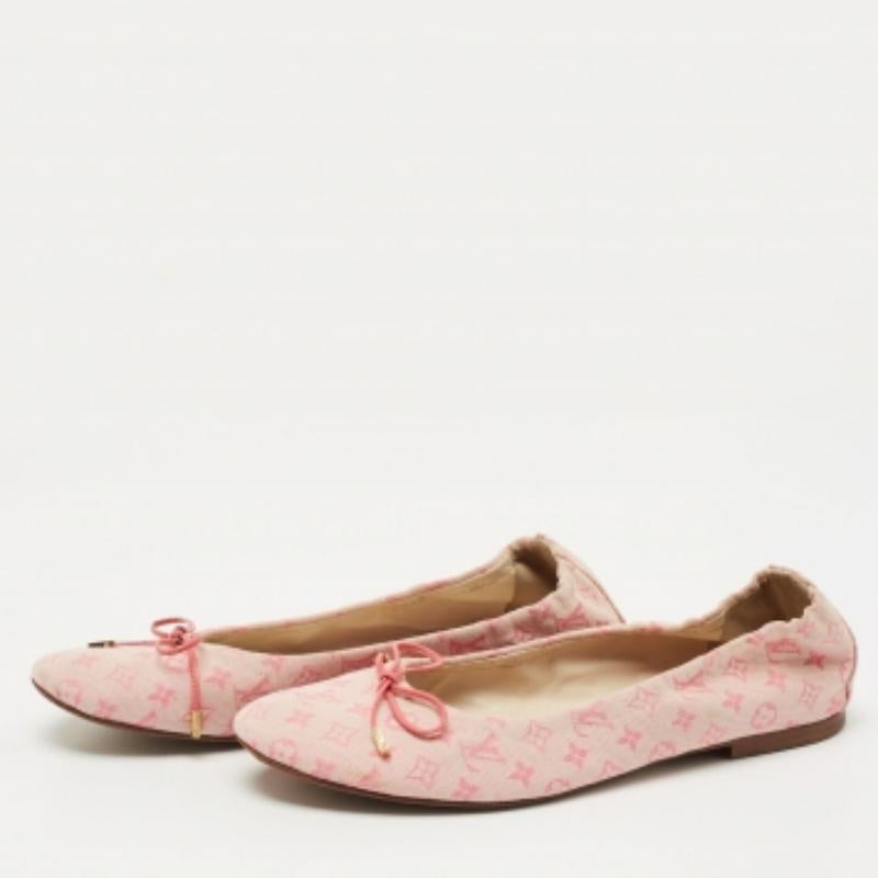 Louis Vuitton Lienzo Monograma Rosa Mini Lin Bailarinas Talla 36.5 en venta 2