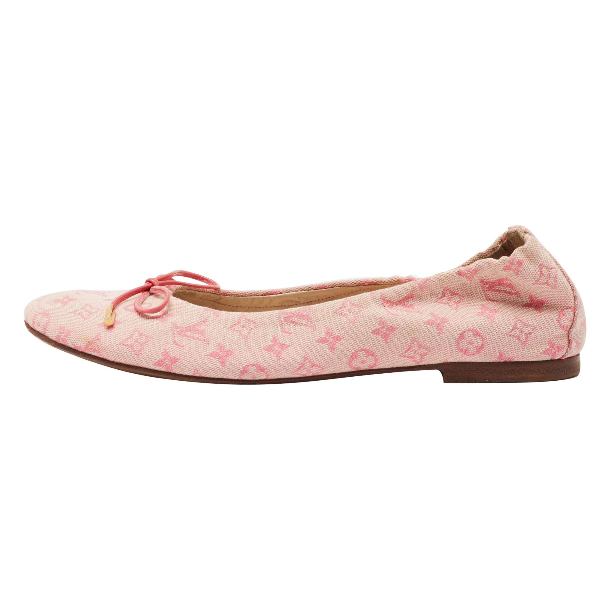 Louis Vuitton Pink Monogram Canvas Mini Lin Ballet Flats Size 36.5