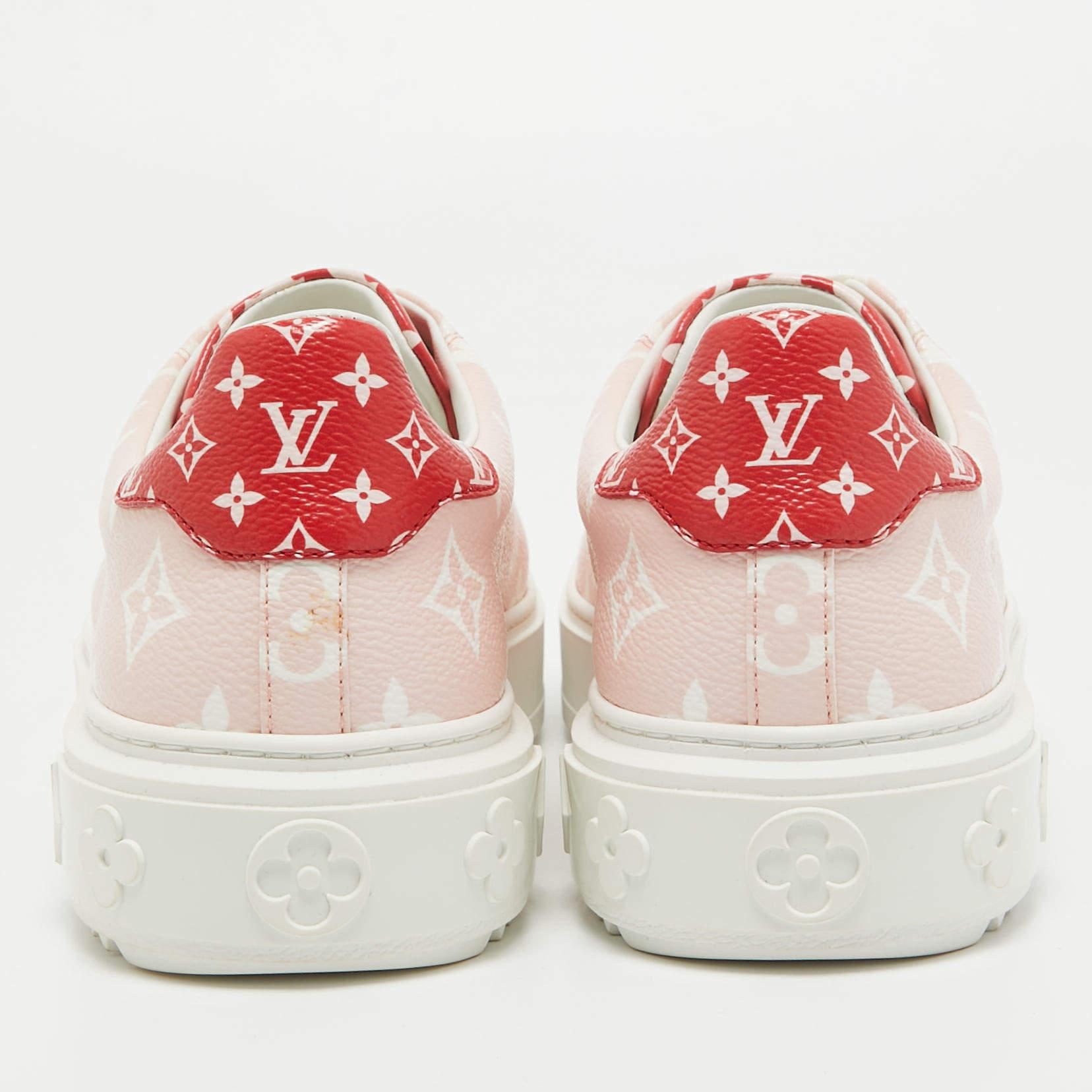 Women's Louis Vuitton Pink Monogram Canvas Time Out Sneakers Size 40