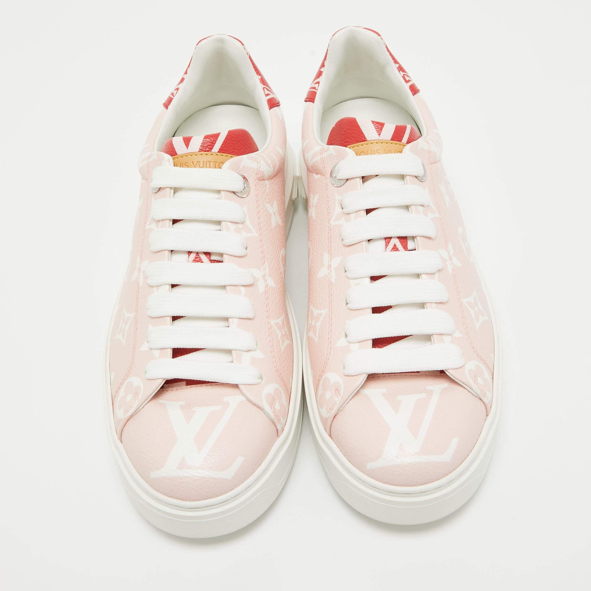 Louis Vuitton Pink Monogram Canvas Time Out Sneakers Size 40 1