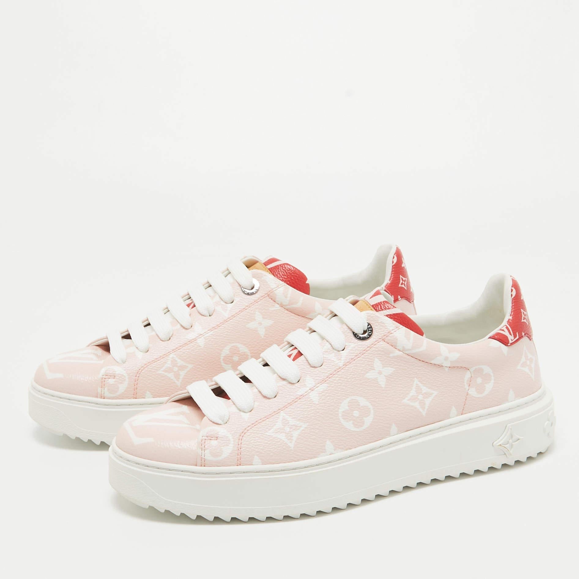 Louis Vuitton Pink Monogram Canvas Time Out Sneakers Size 40 2