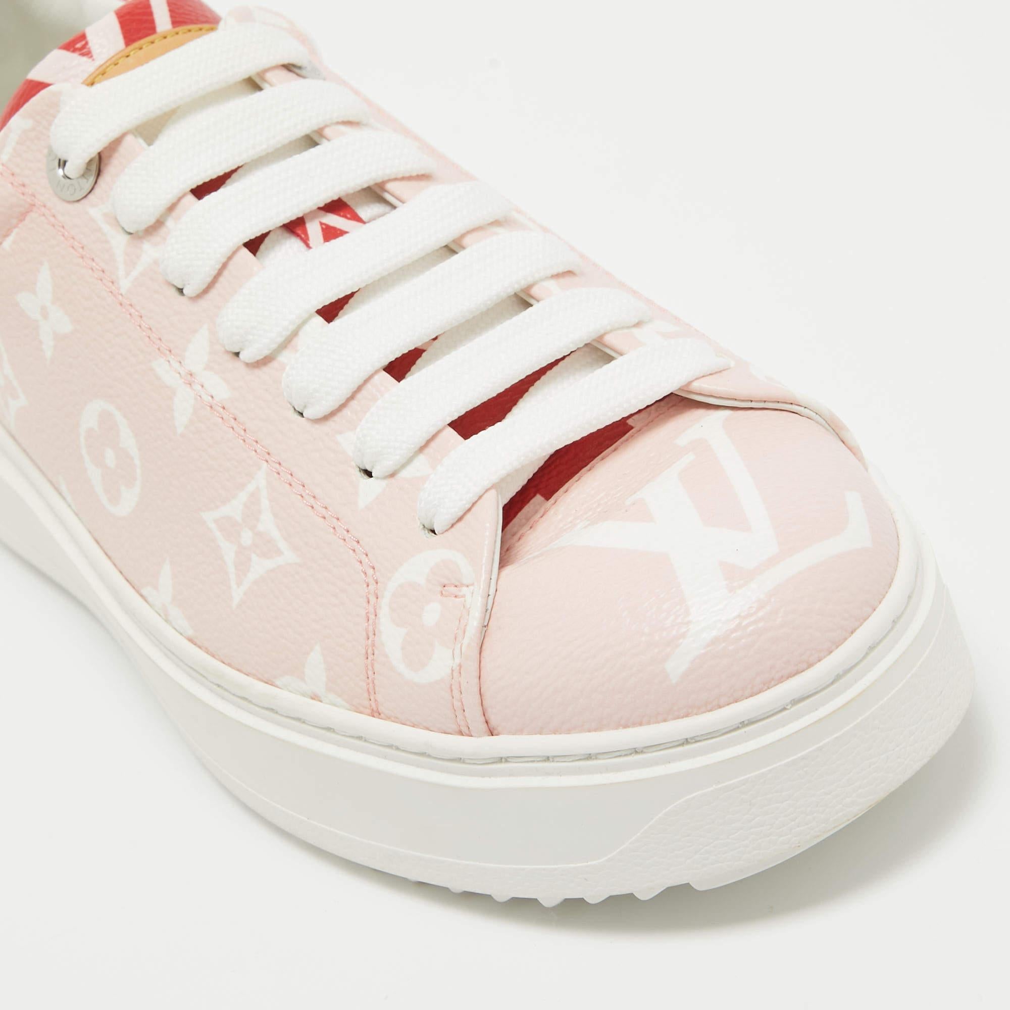 Louis Vuitton Pink Monogram Canvas Time Out Sneakers Size 40 For Sale 2