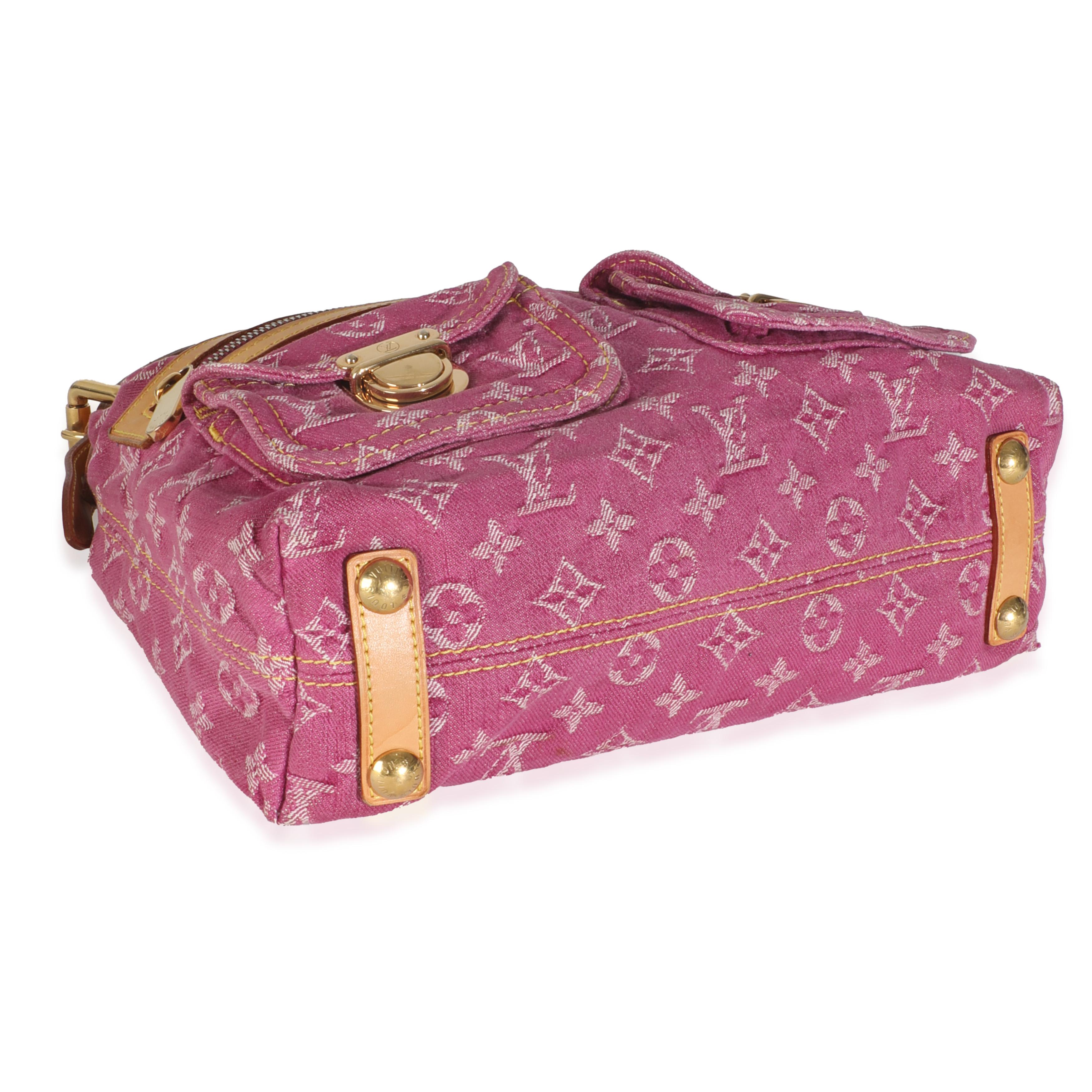 Louis Vuitton - Sac plissé en denim rose avec monogramme Bon état - En vente à New York, NY