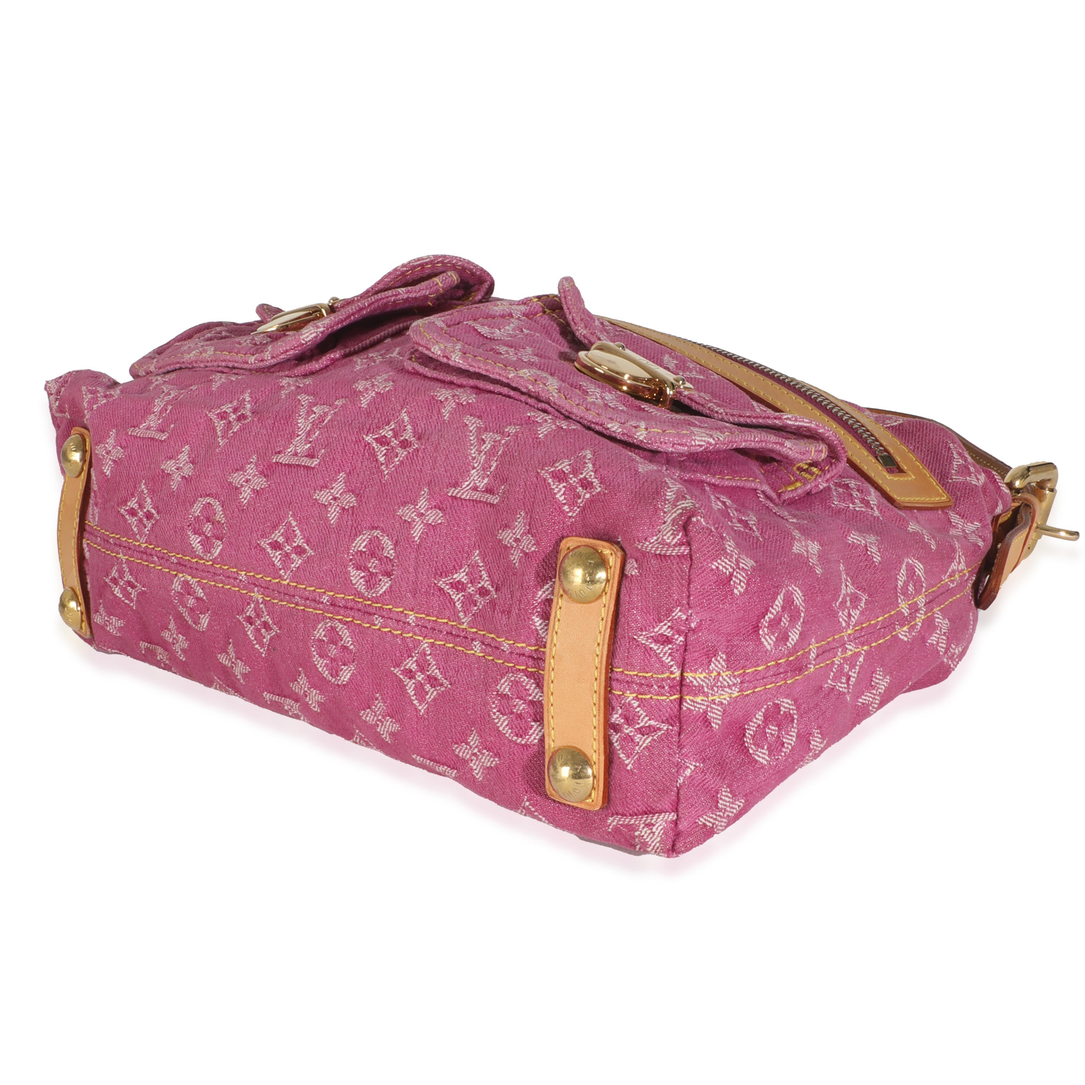 Louis Vuitton - Sac plissé en denim rose avec monogramme Pour femmes en vente