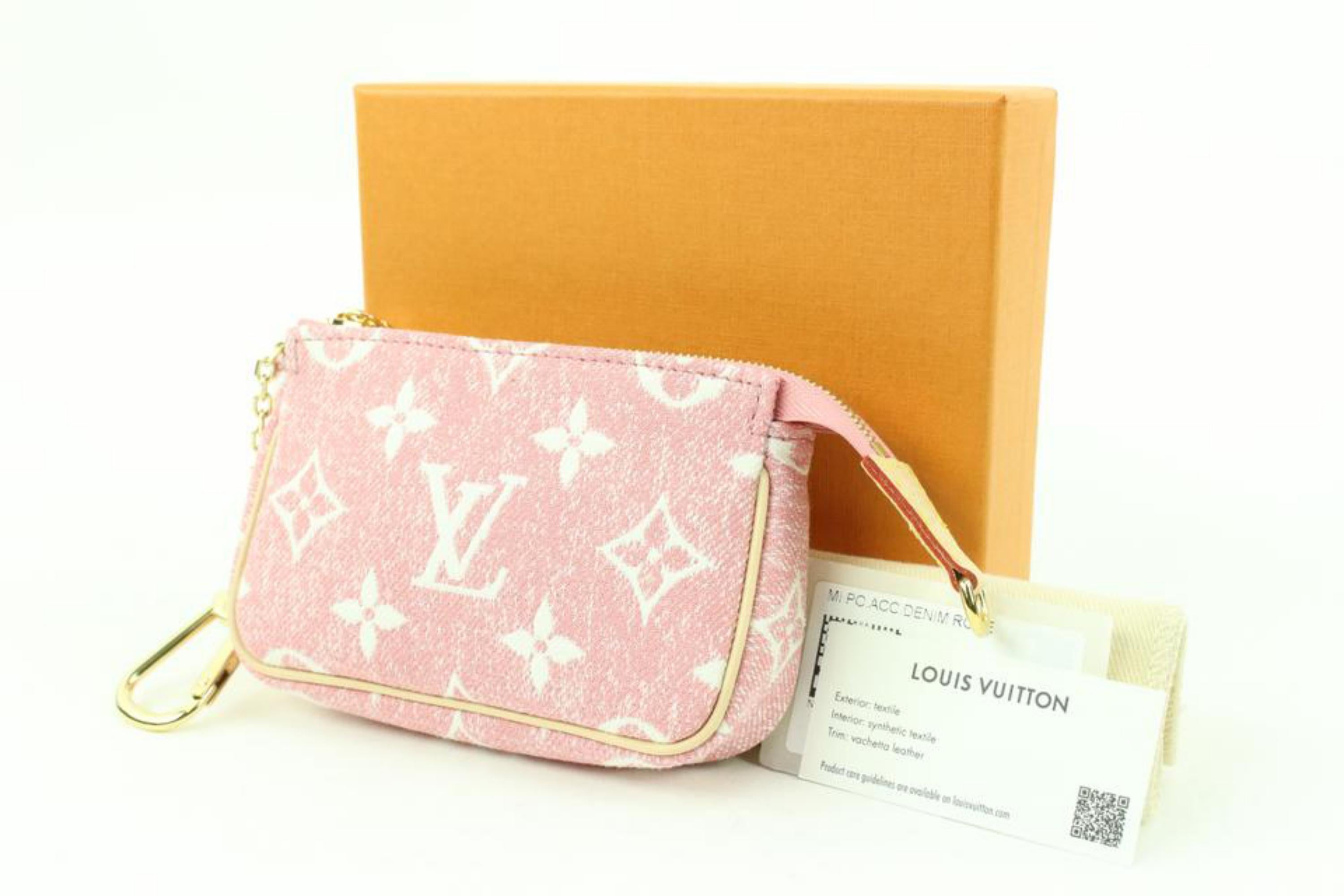 Louis Vuitton Pink Monogram Denim Rose Micro Pochette Accessories Pouch 7lv228s 4