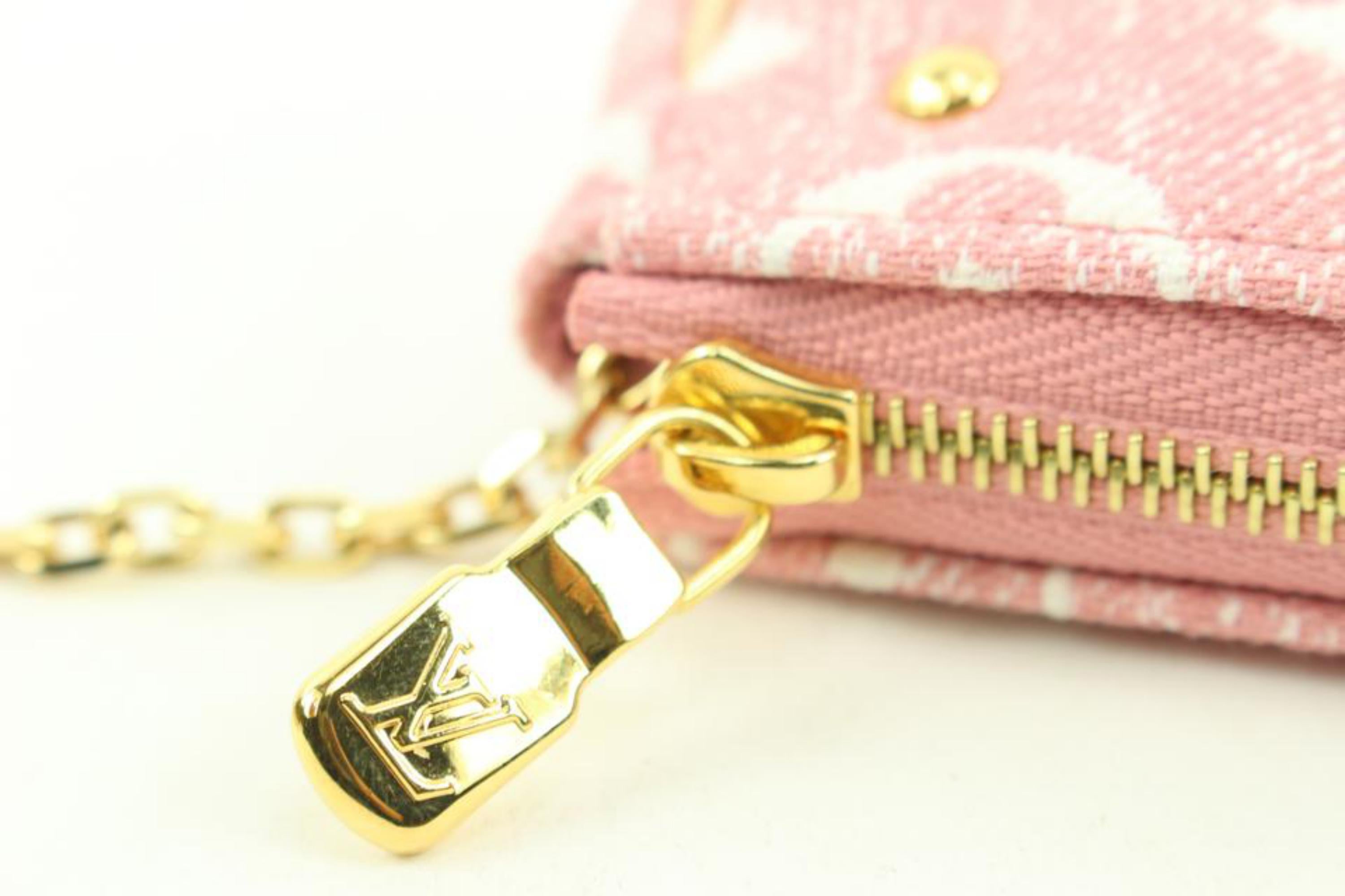 Louis Vuitton Pink Monogram Denim Rose Micro Pochette Accessories Pouch 7lv228s 1