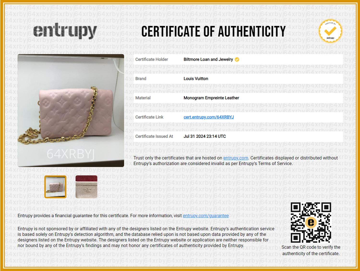 Louis Vuitton Pink Monogram Embossed Lambskin Coussin Pochette For Sale 6