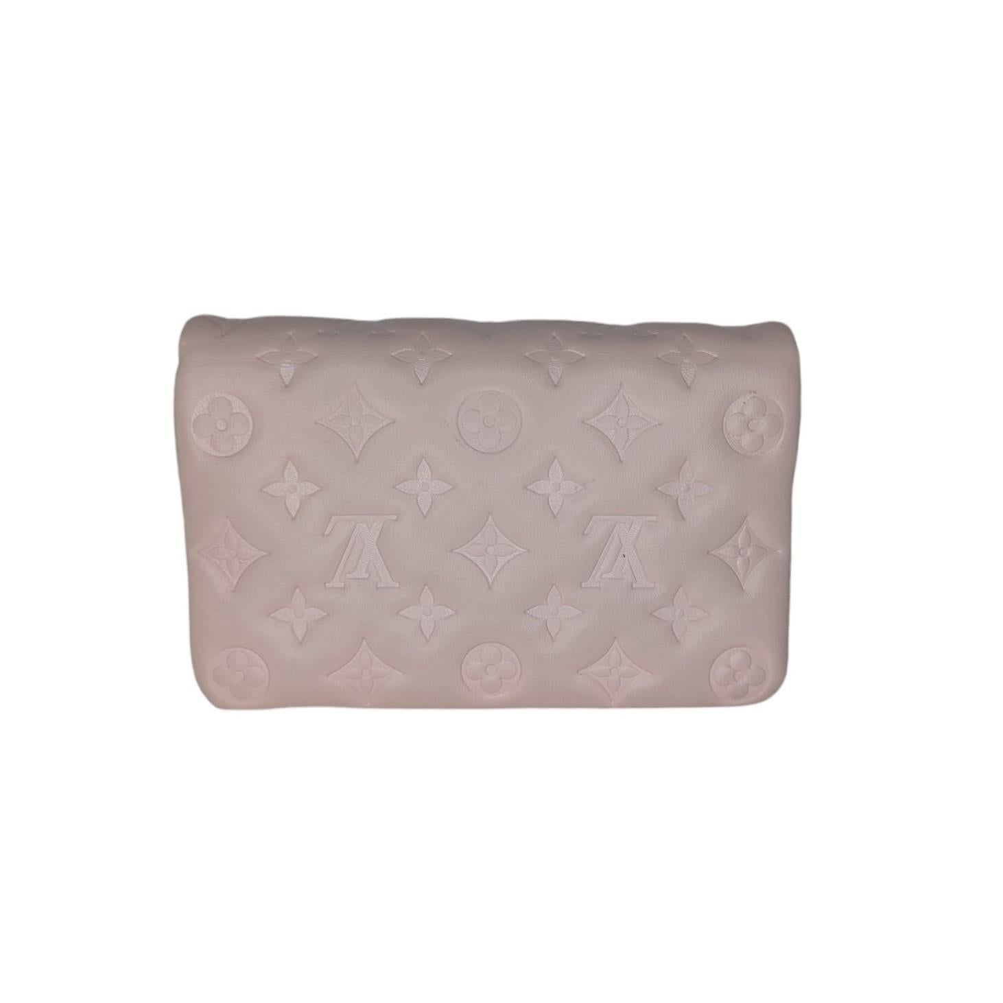 Louis Vuitton Pink Monogram Embossed Lambskin Coussin Pochette For Sale 1