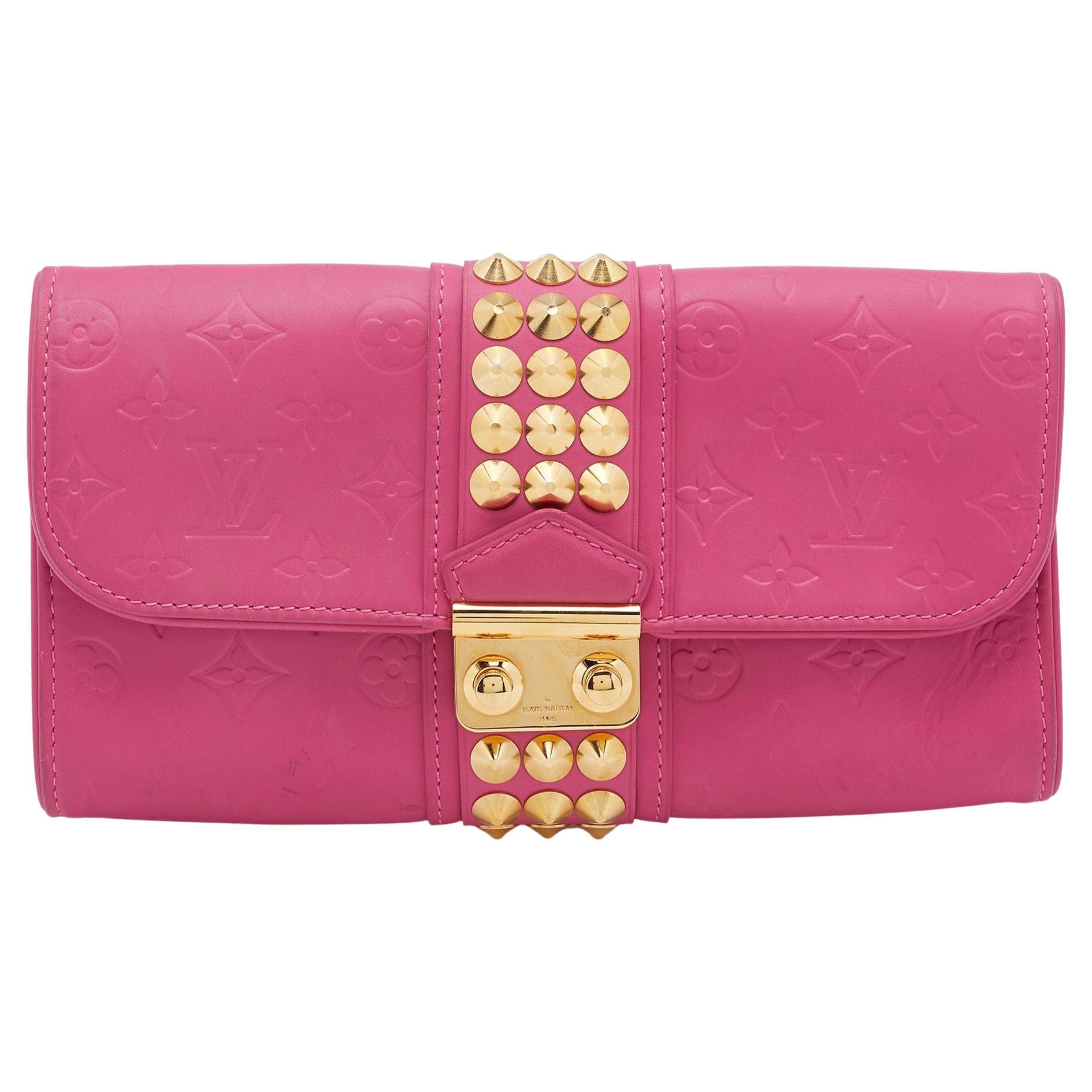 Louis Vuitton Pink Monogram Embossed Leather Courtney Clutch