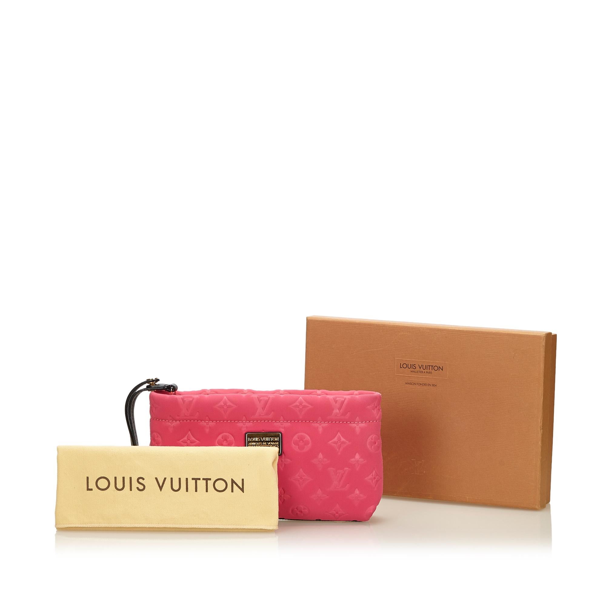 Louis Vuitton Pink Monogram Embossed Scuba Clutch 6