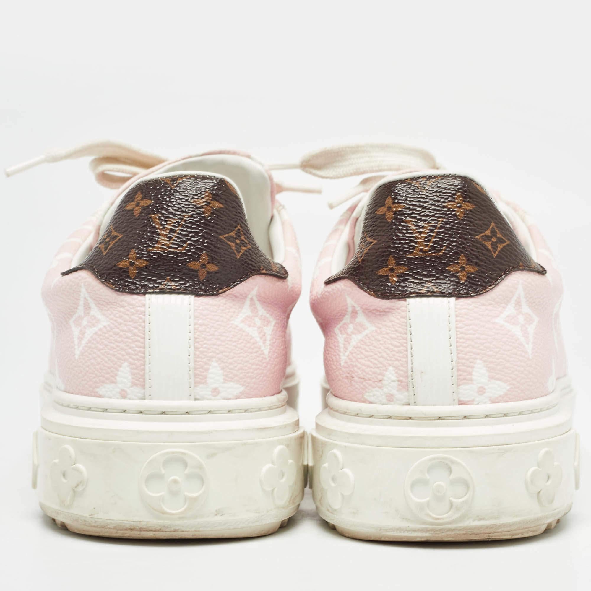 Women's Louis Vuitton Pink Monogram Giant Canvas Time Out Sneakers Size 38.5 For Sale